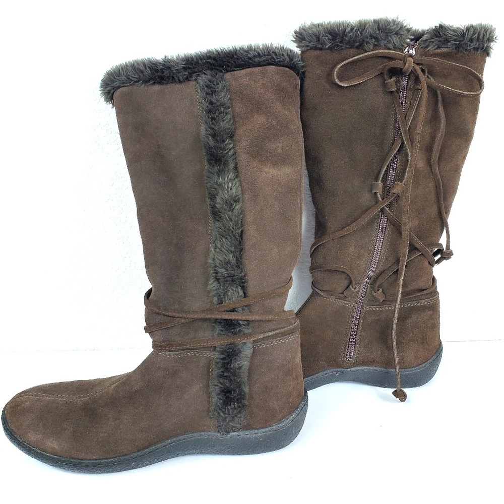 Banana Republic Suede Sherpa Lace Zipper Boots - Picture 1 of 8